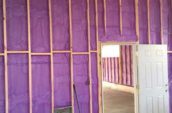 purple spray foam insulation in walls