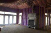 purple spray foam insulation inside home