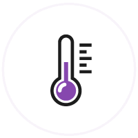 purple and black icon of thermometer