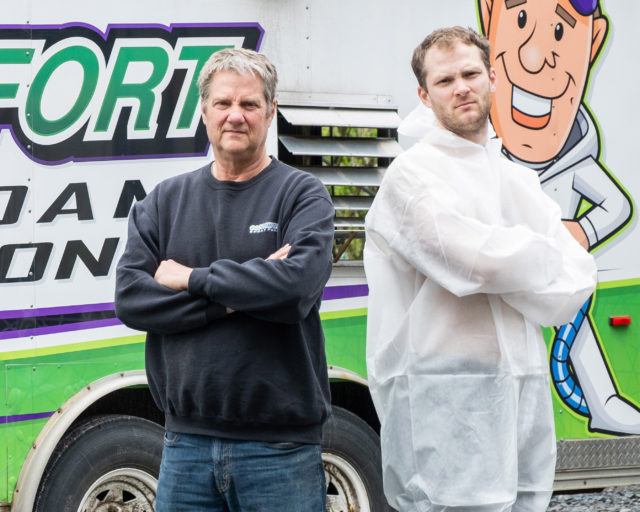 local kingston spray foam team in front of professional truck